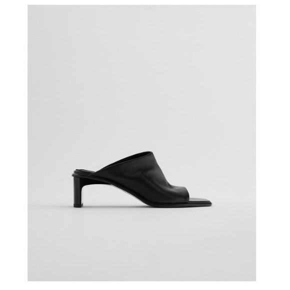 Zara Shoes - Zara TRF black leather minimalist heeled mules NWT